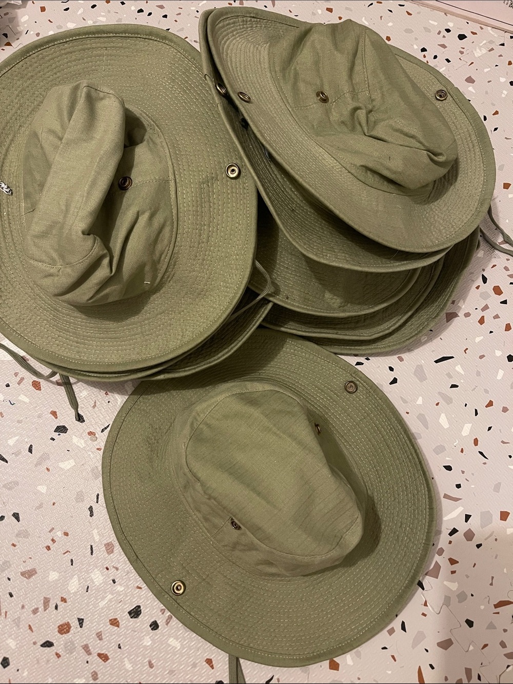 12 Men's Olive Green Boonie Sun Hat - Lightweight Crusher Bucket Hat